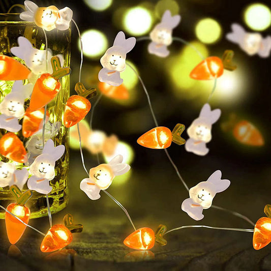 Carrot Rabbit Shape Easter Day Decorative String Lights