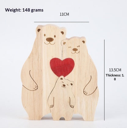 DIY Solid Wood Cute Bear Family Puzzle Engraved