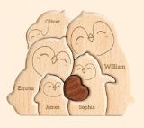 DIY Solid Wood Cute Bear Family Puzzle Engraved